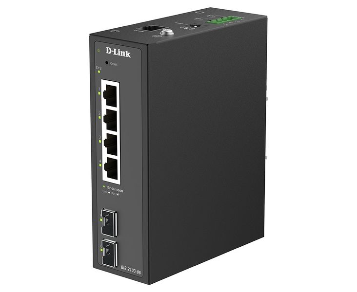 D-Link DIS-210G-06 6-Port Gigabit Industrial Smart Managed Switch with 2 x SFP Ports
