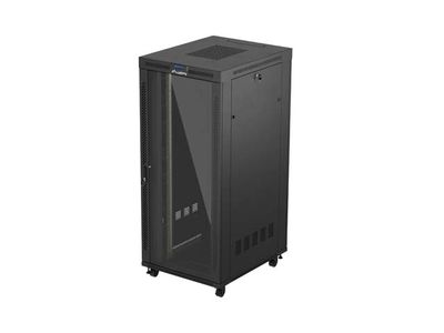 19" Volně stojící racková skříň 37u/800x1000 (flat pack) s prosklenými dveřmi lcd černá lanberg V2