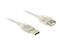 Prodlužovací šňůra USB - USB (F) do USB (M) - USB 2.0 - 3 m - průhledná