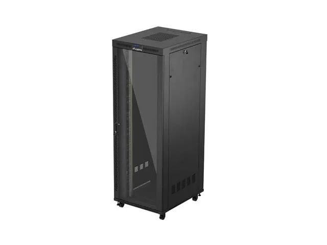19" Volně stojící racková skříň 47u/800x1000 (flat pack) s prosklenými dveřmi lcd černá lanberg V2