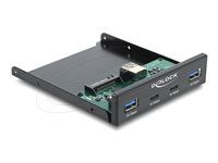 Delock - Panel portů úložiště - 10 Gbps - USB 3.2 Gen 2 Type-A x 2, USB 3.2 Gen 2 Type-C x 2 - černá