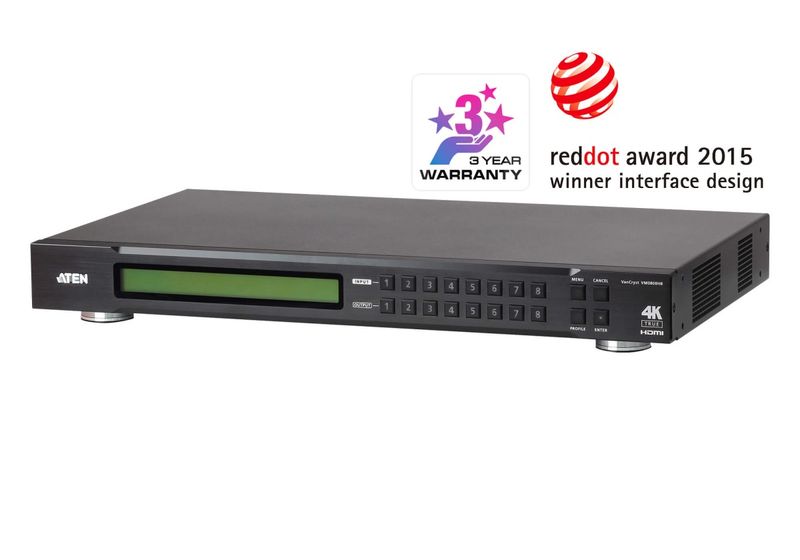 ATEN 8x8 port True 4K HDMI matrix přepínač, do 15m