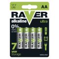 Baterie AA (R6) alkalická RAVER 4ks