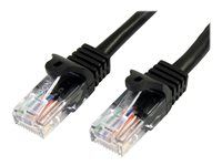 Patch kabel - RJ-45 (M) do RJ-45 (M) - 1 m - UTP - CAT 5e - provedení bez hrbolků - černá