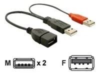 Kabel USB - USB, USB (pouze napájení) (M) do USB (F) - USB 2.0 - 23 cm