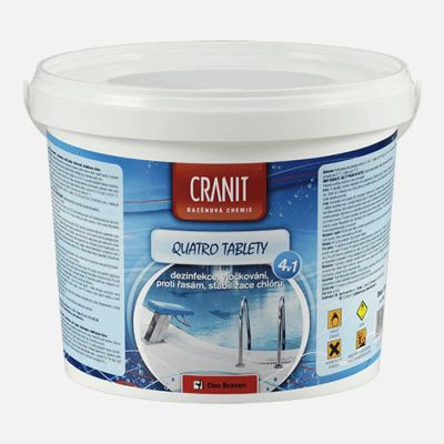 Multifunkční tablety na chlorovou dezinfekci bazénové vody CRANIT Quatro 4v1 2,4kg