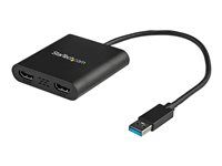 USB to Dual HDMI Adapter (USB32HD2) - Kabel adaptéru - kompatibilní s TAA - USB typ A s piny (male) do HDMI se zdířkami (female) - 25 cm - černá - podpora 4K30Hz (3840 x 2160) - pro P/N: HDDVIMM3, HDMM12, HDMM15, HDMM1MP, HDMM2MP, HDMM3, HDMM3MP, HDMM50A, HDMM6, HDPMM50