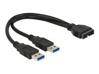 Kabel z USB iinterní na externí - 19 pin USB 3.0 header (M) do USB typ A (M) - 25 cm - černá