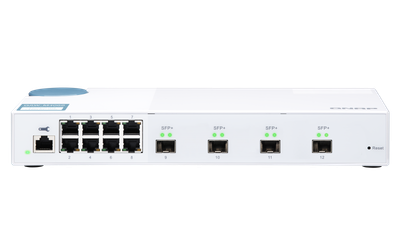 QNAP řízený switch QSW-M408S (12portů: 8x Gigabit port + 4x 10G SFP+ porty)