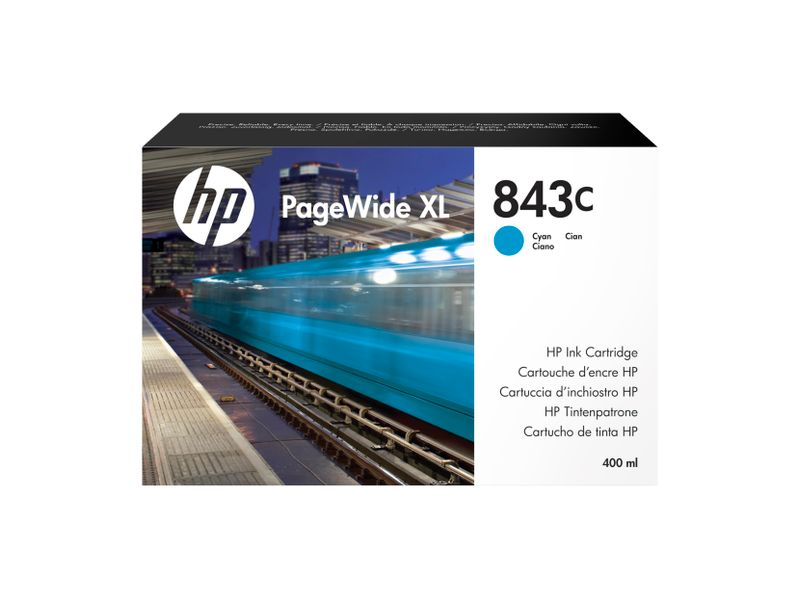 HP 843C ink. PageWide, 400 ml - azurová