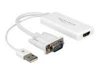 Video / audio adaptér - USB, 15 pin D-Sub (DB-15) s piny (male) do HDMI se zdířkami (female) - 25 cm - bílá
