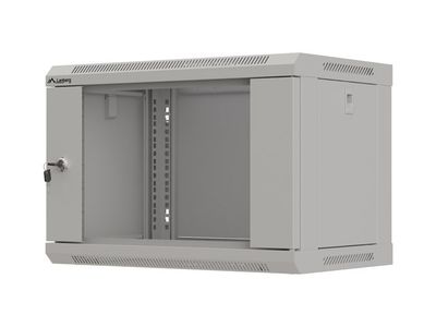 Lanberg 19" racková skříň pro montáž na stěnu 6u/540x350 (flat pack) s prosklenými dveřmi šedá