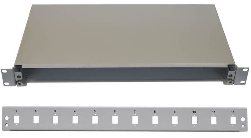 19" Optická vana 12xSC simplex včetně kazety šedá