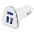 DELTACO USB-CAR102, Autonabíječka 3x USB 2.0, bílá