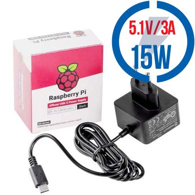 RASPBERRY USB-C adaptér Raspberry Pi 4B 3A černý