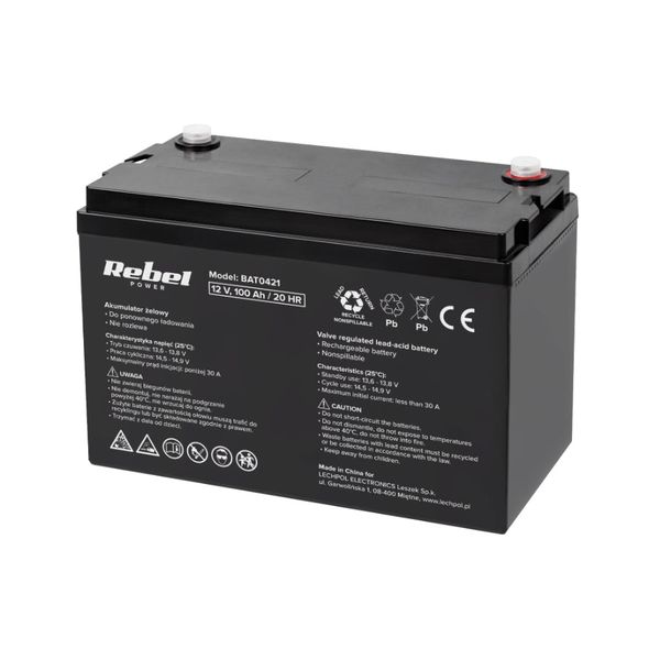 Olověná baterie 12 V 100 Ah REBEL BAT0421