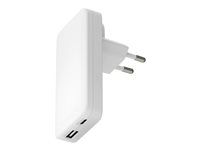 Síťový adaptér - slim - 65 Watt - 2 výstupní konektory (USB-C, USB) - bílá