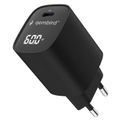 GEMBIRD Nabíječka, USB-C, 60W, LCD, černá
