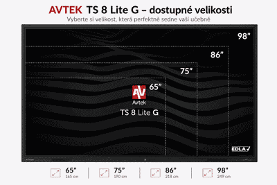 AVTEK TS 8 Lite G 98, interaktivní dotykový displej 98", 4K, 8GB/128GB, EDLA, Android 14