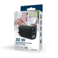 GEMBIRD Nabíječka, USB/USB-C, 30W, černá