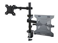 Startech Monitor Arm with VESA Laptop Tray, For a Laptop (4.5kg / 9.9lb) and a Single Display up to 32" (8kg / 17.6lb), Black, Adjustable Desk Laptop Arm Mount, C-clamp/Grommet Mount - VESA Monitor Mount (A2-LAPTOP-DESK-MOUNT) - Montážní sada (žerd, zásuvka pro notebook, alarm monitoru, rameno prihrádky na notebook) - pro monitor / notebook - plast, ocel - cerná - velikost obrazovky: 13"-34" - na stul