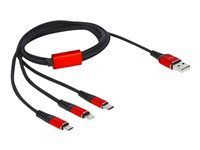 Kabel pouze pro nabíjení - USB s piny (male) do Lightning, USB-C s piny (male) - 1 m - černá