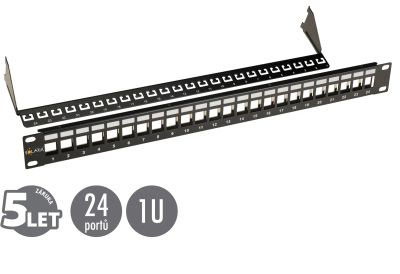 19" modulární neosazený patch panel Solarix 24 portů černý 1U SX24M-0-STP-BK-UNI