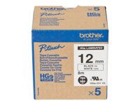 Černá na bílé - Role (1,2 cm x 8 m) 5 kazeta/y lamino páska - pro P-Touch PT-9500pc, PT-9800PCN; P-Touch R RL-700S