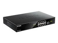 D-Link DGS 1010MP - Přepínač - neřízený - 8 x 10/100/1000 (PoE+) + 1 x 10/100/1000 (uplink) + 1 x 1000Base-X SFP (uplink) - desktop, Lze montovat do rozvaděče - PoE+ (125 W)