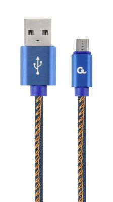 Gembird oplétaný denim USB-A/microUSB kabel 1m