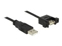 Prodlužovací šňůra USB - USB (M) do USB (F) montáž na panel - USB 2.0 - 50 cm - černá
