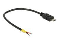 Elektrický kabel - obnažený drát do Micro USB typ B (M) - 5 V - 15 cm - černá