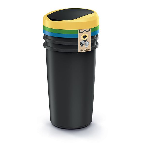 Koš odpadkový COMPACTA R FLAP SET černý 3x50l