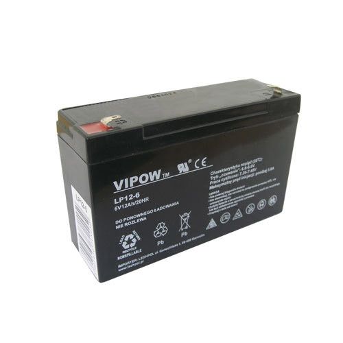 Baterie olověná 6V 12Ah VIPOW BAT0201