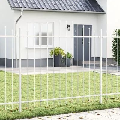 vidaXL Bílá zahradní ohrada s obloukovým vrchem, 1,7x1,25 m, z oceli
