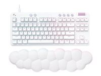 Klávesnice - bez numerické klávesnice - podsvícení - USB - QWERTY - britská - klávesový spínač: Tactile - bílá