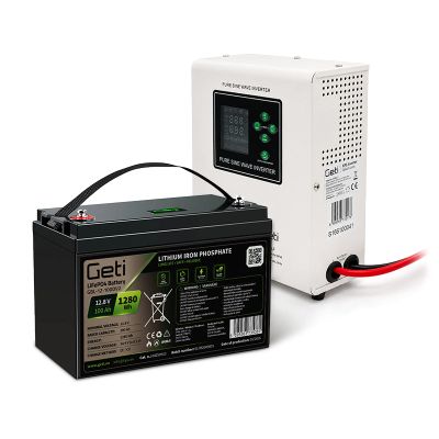 Záložní zdroj GETI GEP301LF, sinusový, 300 W (500 VA) + baterie LiFePO4 100 Ah
