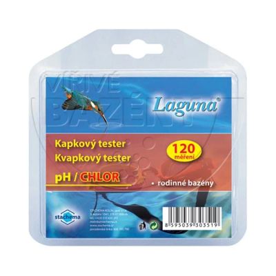 Tester na měření pH a chlóru v bazénové vodě LAGUNA kapkový 120