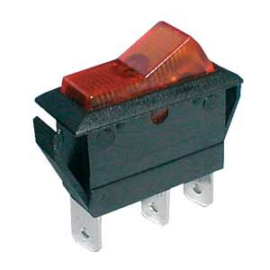 Přepínač kolébkový 2pol./3pin ON-OFF 20A/12VDC prosvětlený žlutý
