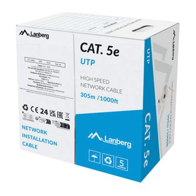 Lan utp CAT.5E 305M drôt cca šedý fluke pass lanbe