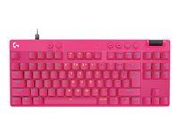 Klávesnice - TKL - podsvícení - USB - QWERTY - US mezinárodní - klávesový spínač: Linear - růžová
