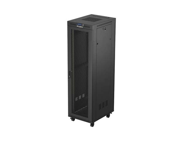 19" Volně stojící racková skříň 42u/600x800 (flat pack) se síťovými dveřmi lcd černá lanberg V2