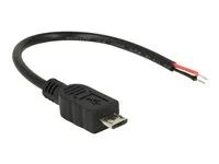 Elektrický kabel - obnažený drát do Micro-USB typ B (pouze napájení) (M) - 10 cm - černá