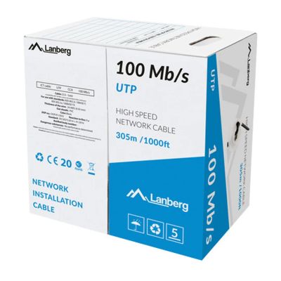 Lan utp kábel 100mb/s 100M drôt cca šedý lanberg
