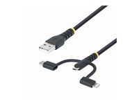StarTech 3.3ft USB Multi Charging Cable, Lightning/Micro-USB/Type-C - Sada kabelu USB - 3 A - 1 m - pasivní, drsný - cerná