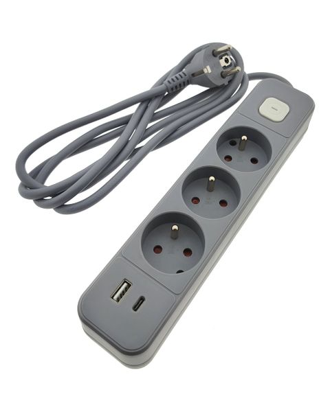 Prodlužovací kabel 3 zásuvky 2 m QTECQ-417F s přepínačem
