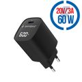 GEMBIRD Nabíječka, USB-C, 60W, LCD, černá