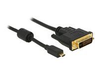 Kabel adaptéru - dva spoje - DVI-D s piny (male) do 19 pin micro HDMI Type D s piny (male) - 2 m - černá