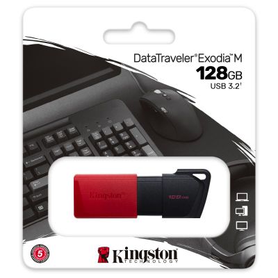 KINGSTON DataTraveler EXODIA M, 128GB, černá/červená