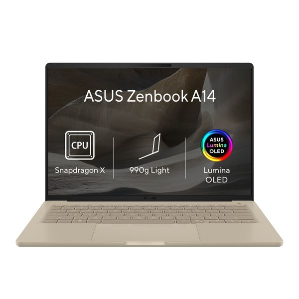 ASUS Zenbook A14/UX3407QA-OLED647WZ/SD-X1-26-100/14''/WUXGA/32GB/512GB/Adreno/W11H/Gold/2R